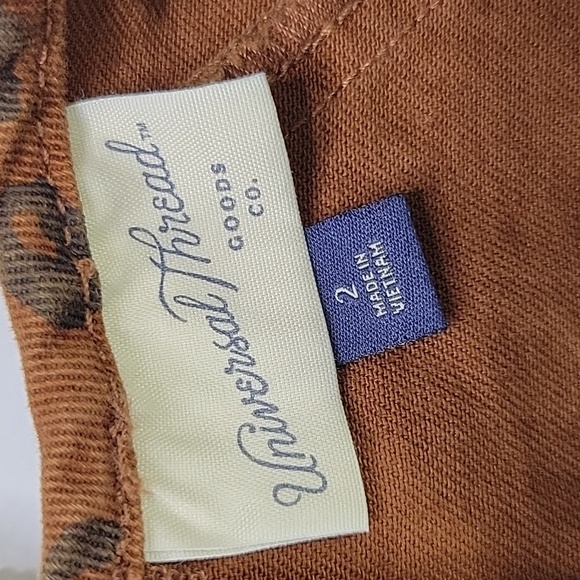 Universal Thread Brown Denim Short Sleeve Leopard Print Dress SZ 2 - Picture 12 of 13